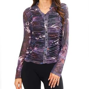 Anthropologie by Pilcro Purple Floral Blouse